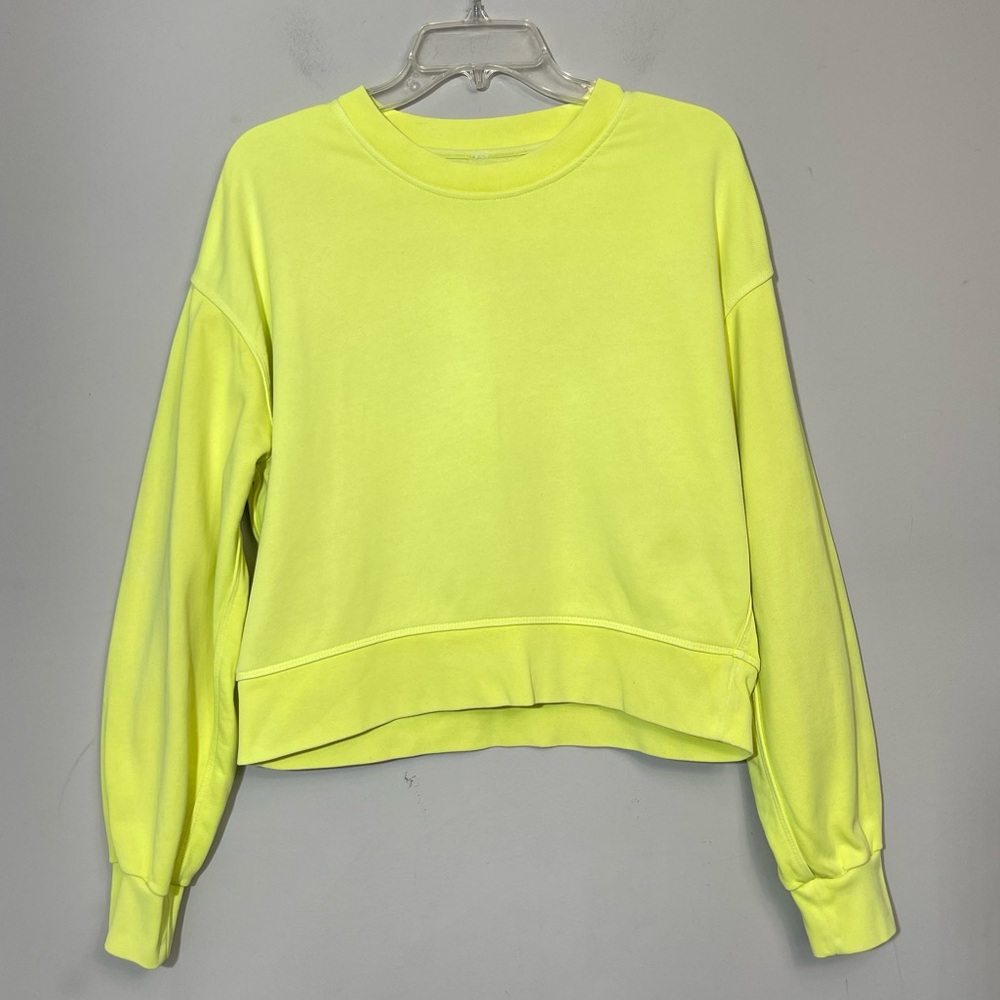 Lululemon Perfectly Oversized Cropped Crew Neon Garment Dye Highlight Yellow 4 - Picture 6 of 15